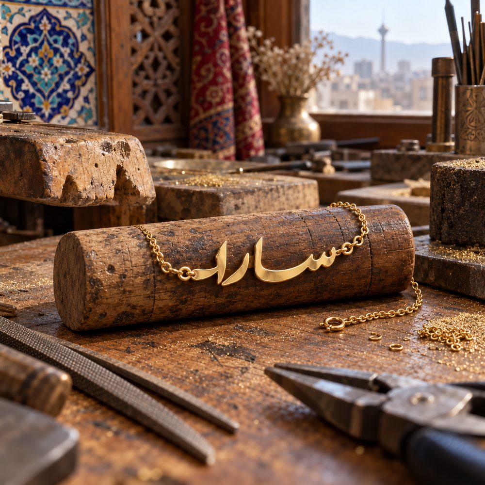 دستبند اسم «سارا» — نمونه‌کار کارگاه ترنج